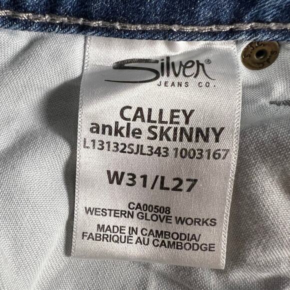 Silver Jeans Calley Ankle Skinny Stretch Jeans Medium Wash Size 31/27 - Picture 3 of 7